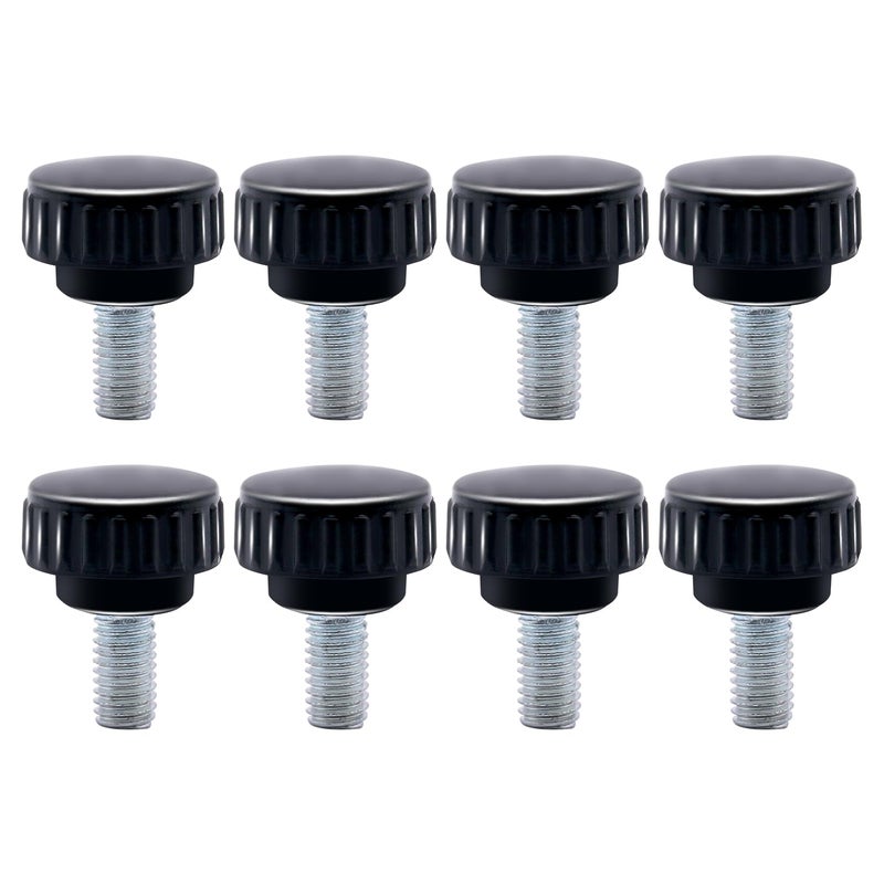 QIMAOO 8pcs Metric Male Thread Knurled, M8 x 20mm Black Thumb Screw Clamping Knobs Plastic Grip Threaded Knurled - Image 1
